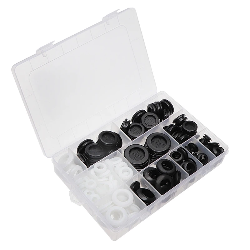 160Pcs Boxed Rubber Wire Protection Ring + Double-Sided Rubber Ring, Waterproof Wire Protection Sleeve, Protection Coil