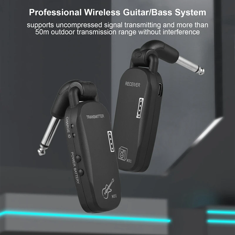 2.4G Wireless Guitar Bass Transmitter Receiver System Rechargeable Portable Audio TX And RX For Electric Guitar Bass Easy To Use
