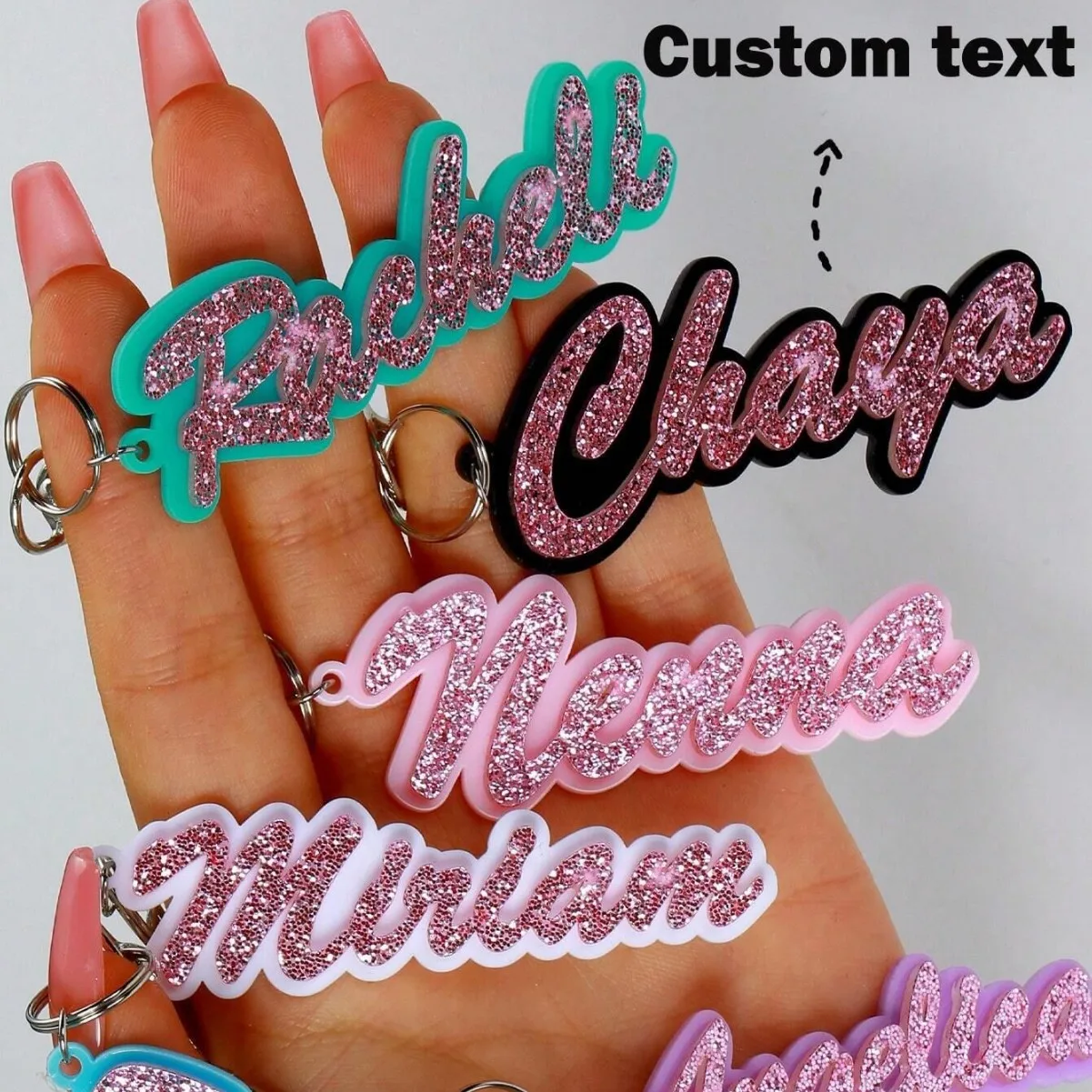 2026 Custom Fashion New English Letter Personalized Acrylic Keychain Name Bag Pendant Gift