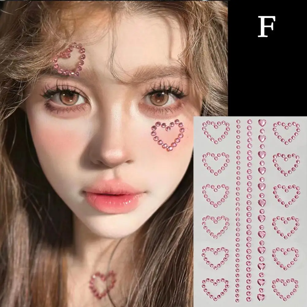 3D Glitter Rhinestone Stickers Face Eyes Nail Self Adhesive Acrylic Diamond Jewels Pearls Stickers Party Festival Makeup Tattoo