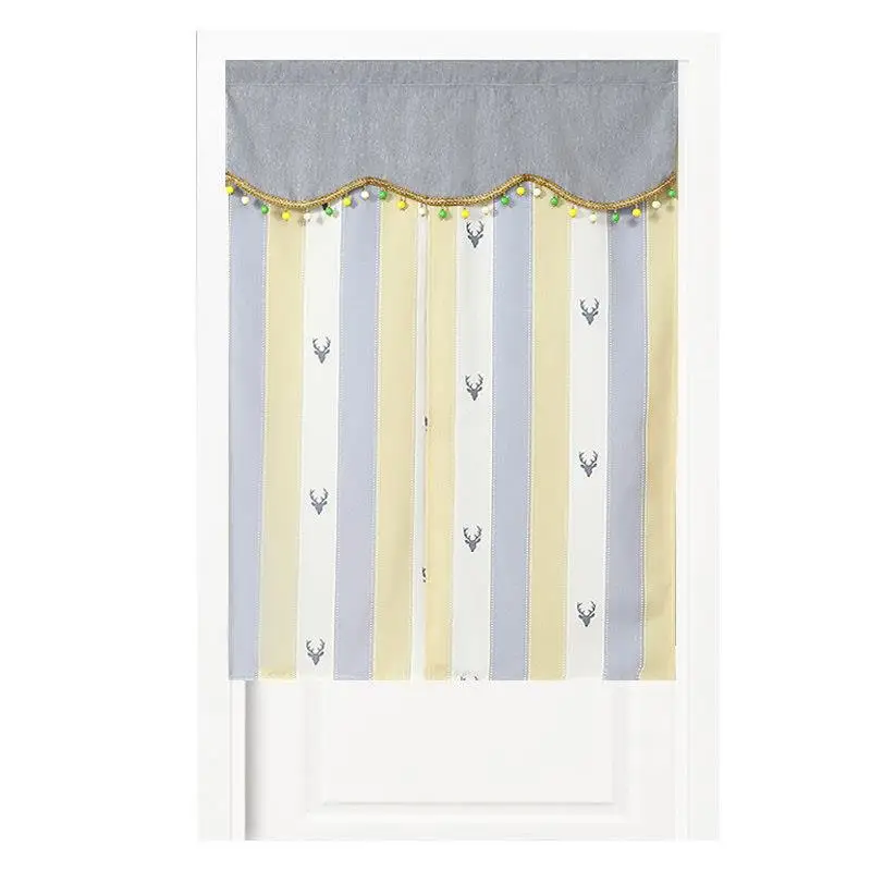 Home Use Fabric Door Curtain Kitchen Partition Semi-Height Room Divider Bathroom Bedroom Decor Living Room Blocking Pull Curtain