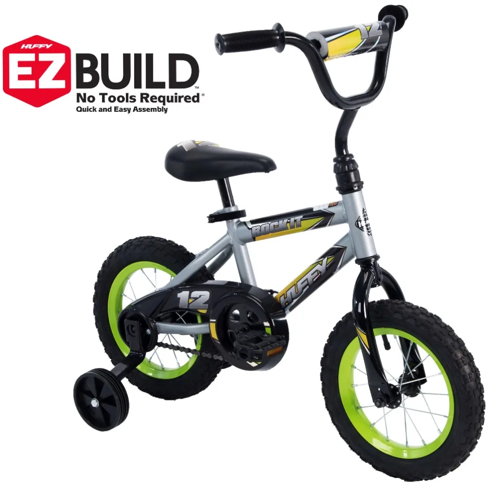 

Huffy 12 in. Rock It Boy Kids Bike, Grey Matte and Lime