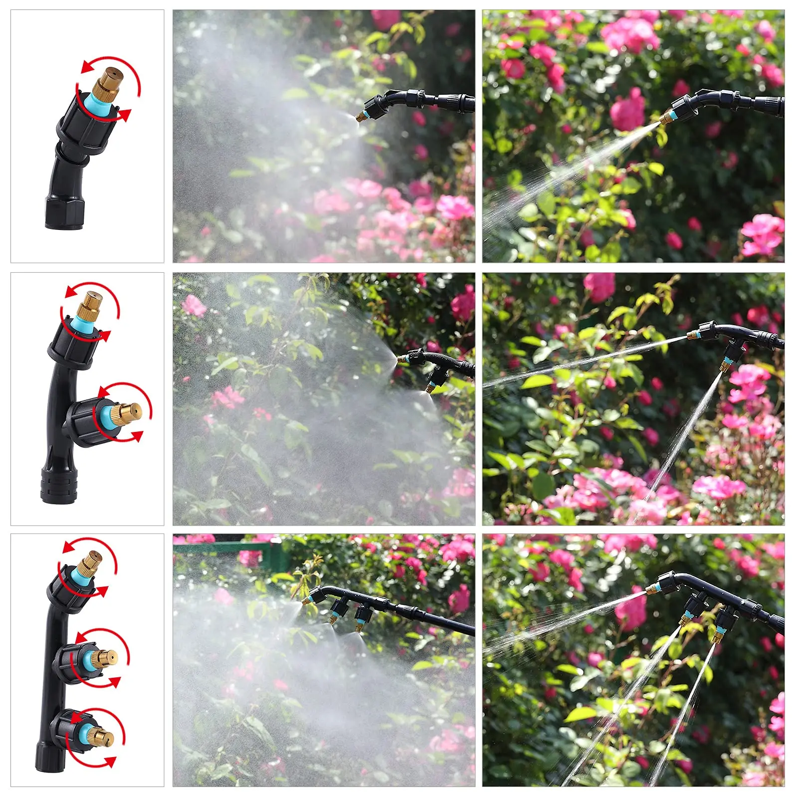 3pcs Agricultural Copper Atomizing Sprayer Nozzle Single/Double/Three Nozzle Head Garden Irrigation Pesticide Spraying Sprinkler