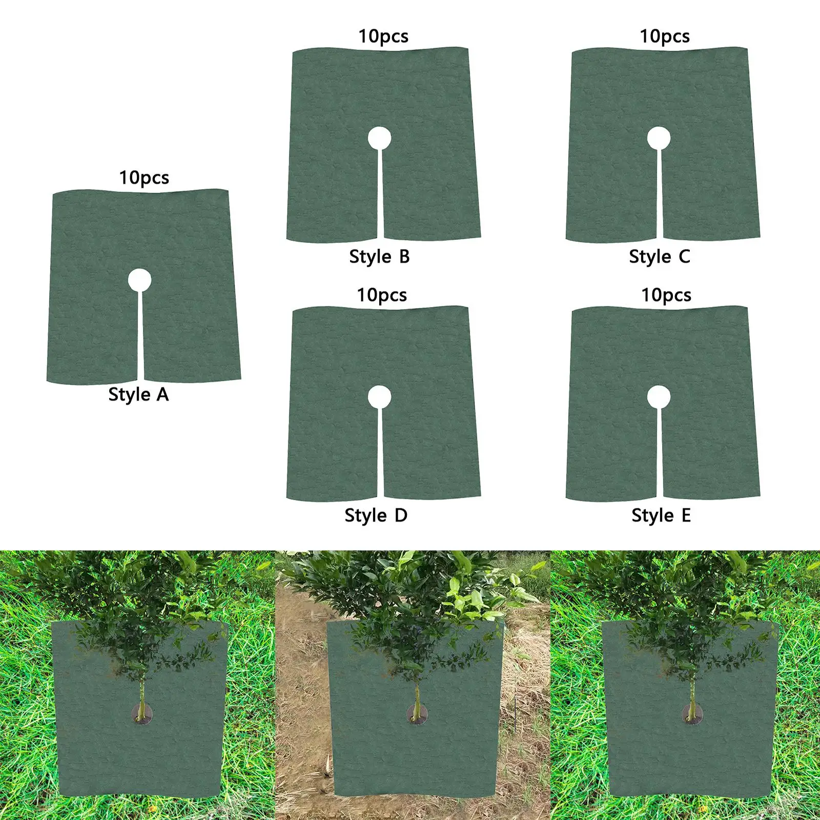 

10Pcs Tree Mulch Ring Non Woven Degradable Gardening Root Protection Reusable Landscape with Hole Cloth Cover Squre Plant Cover