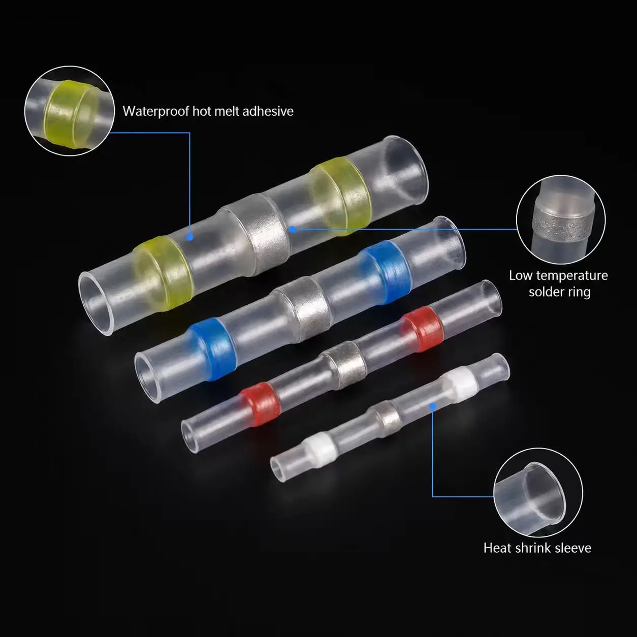 50-500PCS Waterproof Heat Shrink Solder Seal Wire Connectors 26-10 AWG Adhesive Butt Splice Terminal Kit for Cable Repair image 2