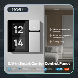 MOES Tuya WiFi pantalla de Panel de Control inteligente de 3,5 pulgadas 3 relés 3 botones físicos Control remoto IR Bluetooth Sigmesh Hub incorporado