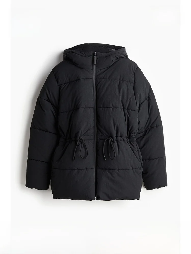 

Теплое хлопковое женское зимнее пальто H&M с капюшоном и воротником-стойкой на молнии из полиэфирного волокна 00% зимняя верхняя одежда