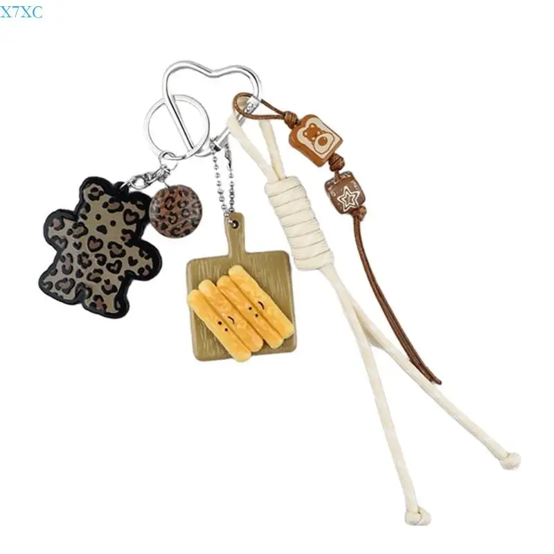 

X7XC Aesthetic Keychain Braided Rope Bag Charm Keychain Decorative Bag Accessories