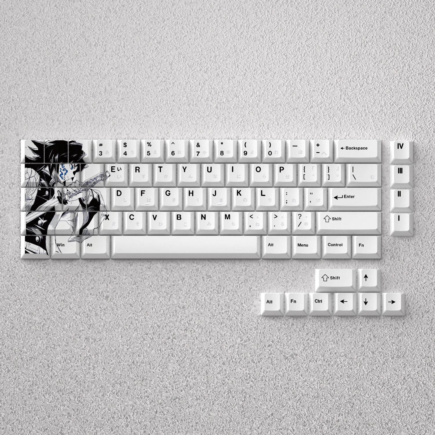Anime Keycaps Giyu Tomioka PBT Dye Sublimation Cherry White for 60 65 68 75 87 Mechanical Keyboard AULA F75 Ajazz Mad 60he 68he