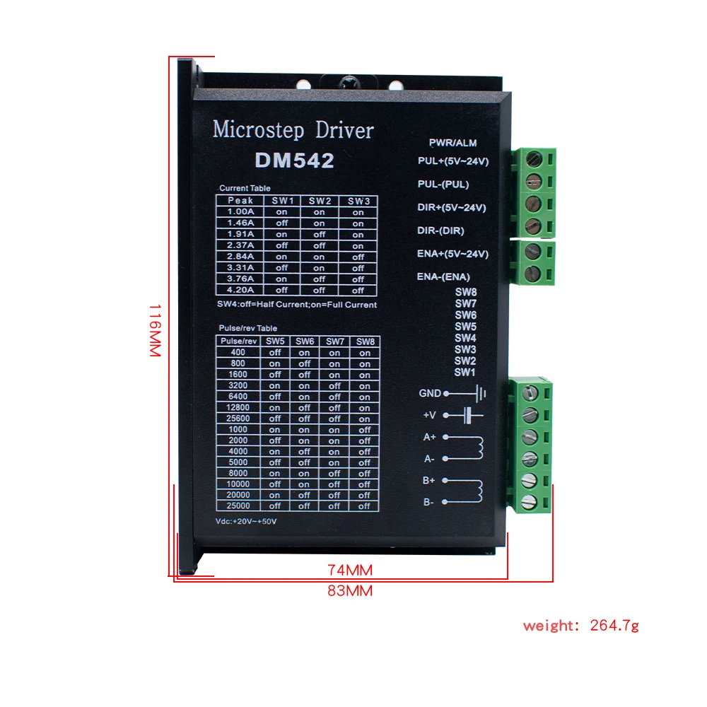 DM542  Nema23 Hybrid Stepper Motor Driver Controller Board Stepping Engine Drive Module for CNC Engraving