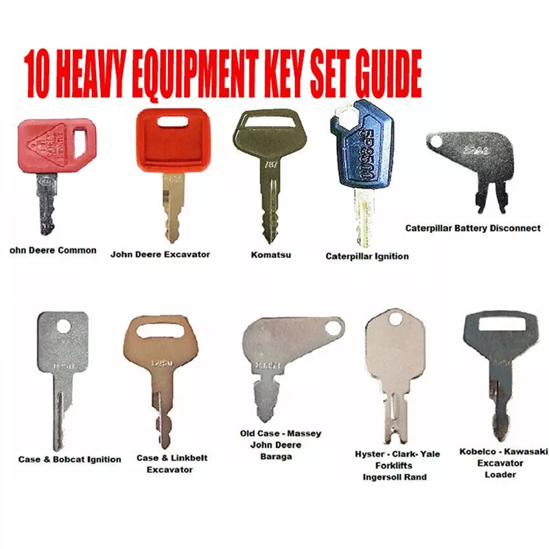 10Pcs Heavy Construction Equipment Ignition Key Set For JD Case Komatsu Caterpillar