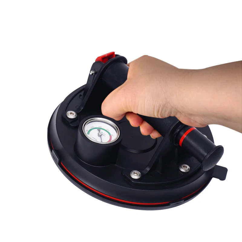 

Vacuum Pump Suction Cup Glass Shell Suction Cup Heavy Duty Handheld Black Air Suction Cup with Pressure Gauge