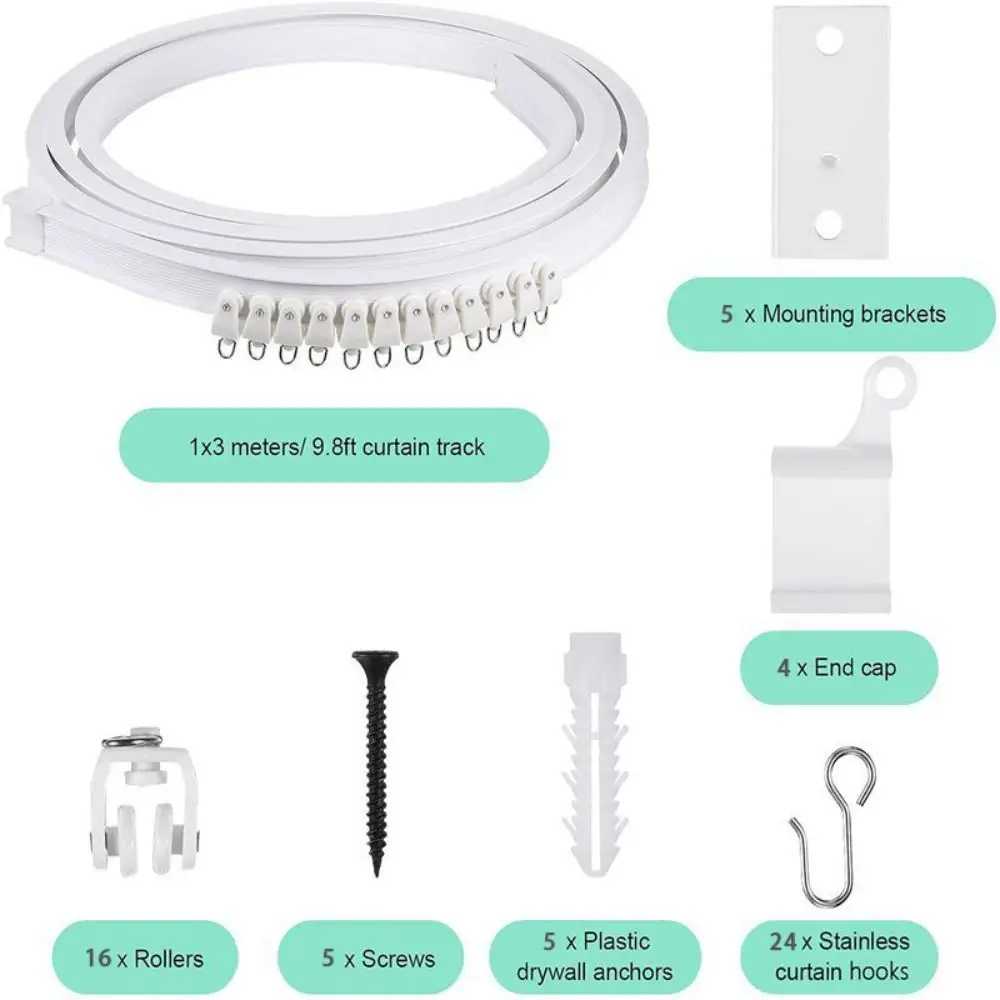 Plastic Curtain Rail White Modern Style Visible Track Nano Silencer Curtains Accessories Plastic Bendable Curtain Track