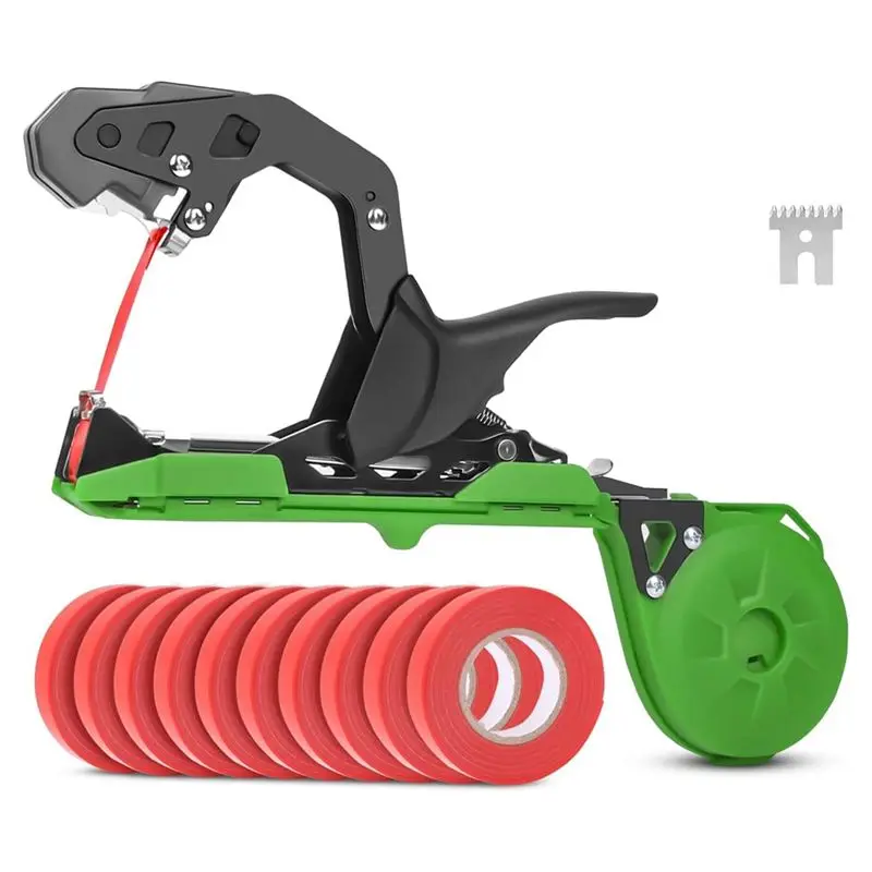 AT51-Plant Tying Machine, Plant Vine Tying Tape Machine Tool, Green & Black For Tomatoes,Vegetable Garden