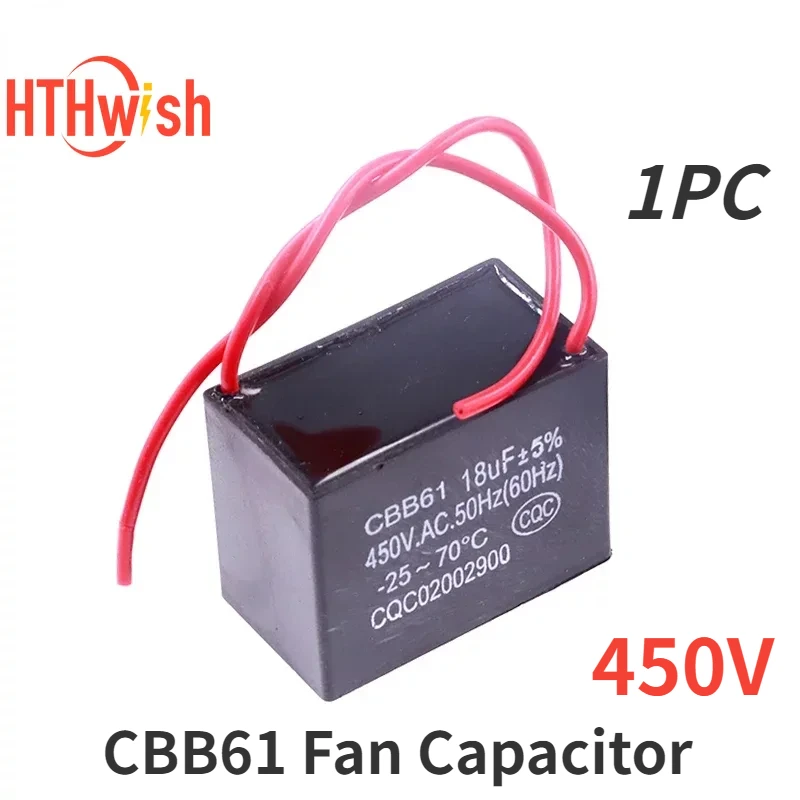 CBB61 Fan Capacitor 450V Terminal Ceiling Fan Motor Running Rectangle Capacitor 1uf/1.2uf/1.5uf/2uf/2.5uf/3uf/3.5uf/4uf/5uf/6uf