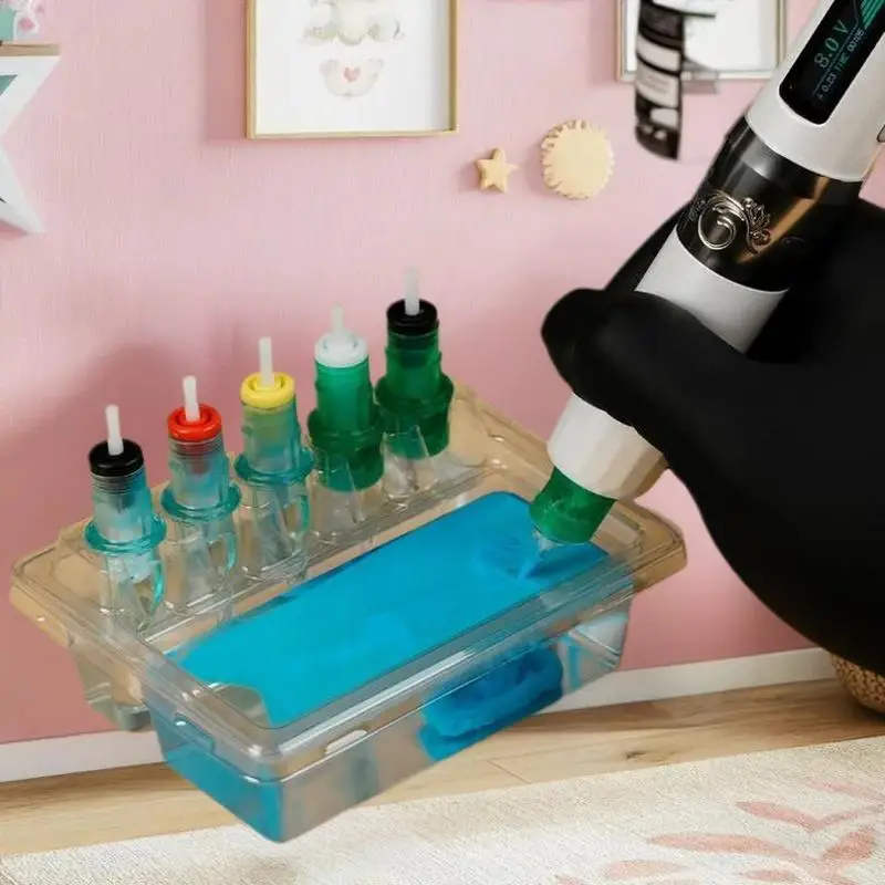 

20pcs Tattoo Needles Stand Waterproof Ink Cartridge Needle Holder Placement Rack Disposable Washing Cup Clean Double Layer