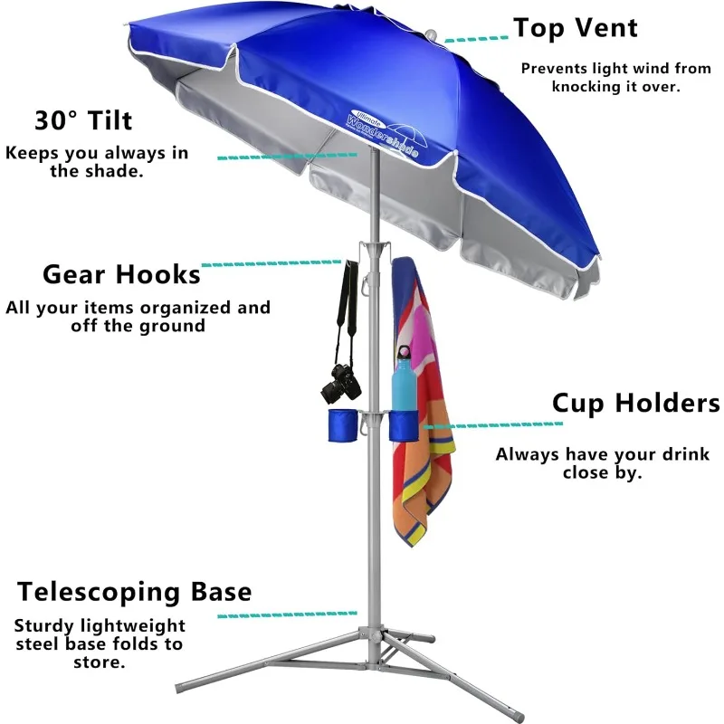 Ultimate Portable Sun Shade Umbrella for Instant Lightweight and Adjustable Sun Protection - Blue