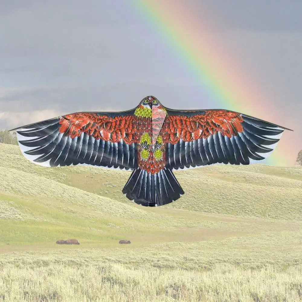 1,1 m Eagle Kite met 30 meter vliegerlijn Grote Eagle Flying Bird Kites Kinderen Gift Familie-uitstapjes Tuin Buitensporten DIY-speelgoed