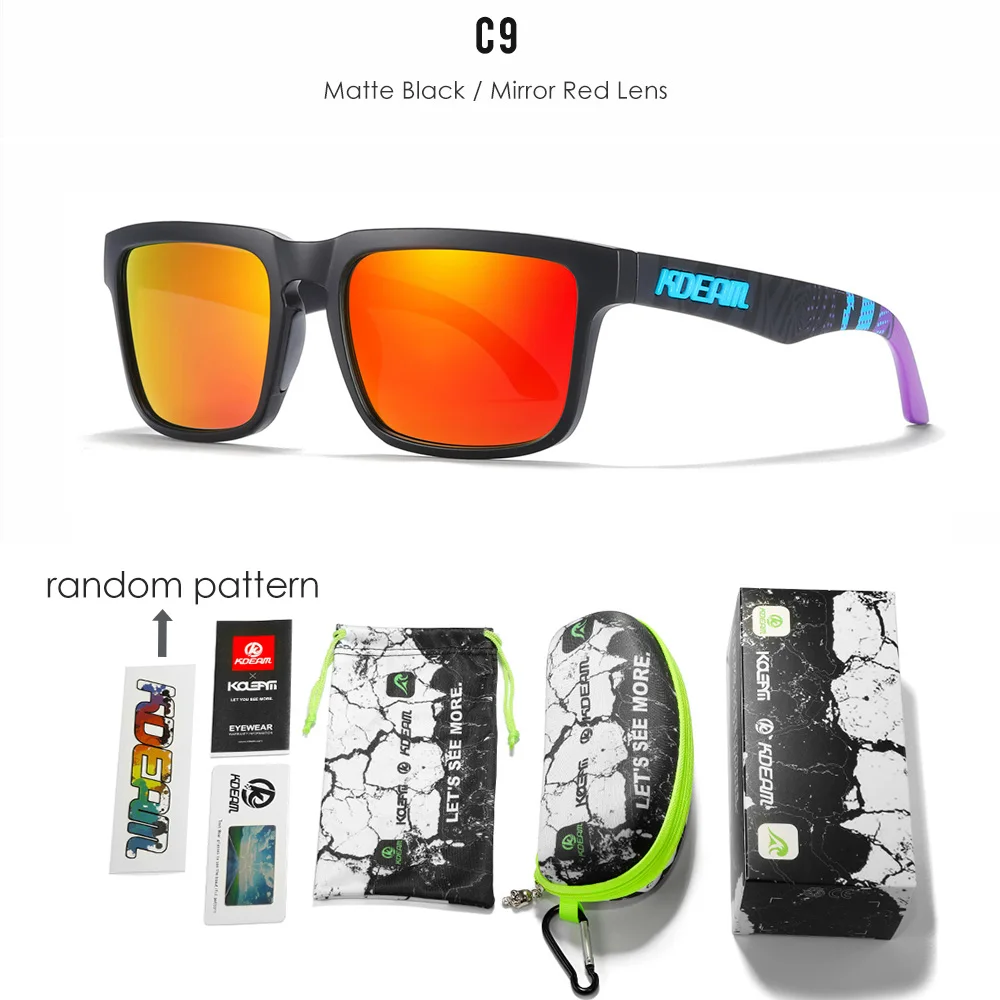 KDEAM Alle Schwarzen männer Sonnenbrille Polarisierte Und UV400 Schutz Lens Fahren Angeln Gläser Spiegel Mit Komplette Paket