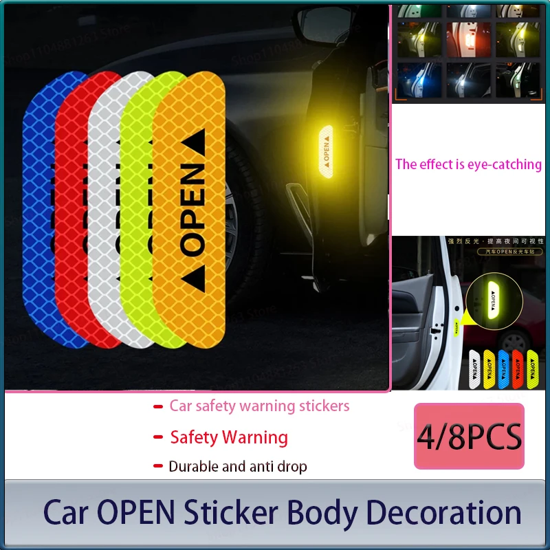 

Reflective Car Door Sticker Safety Opening Warning Reflector Tape Decal Car Accessories Exterior Interior Reflector Sticker