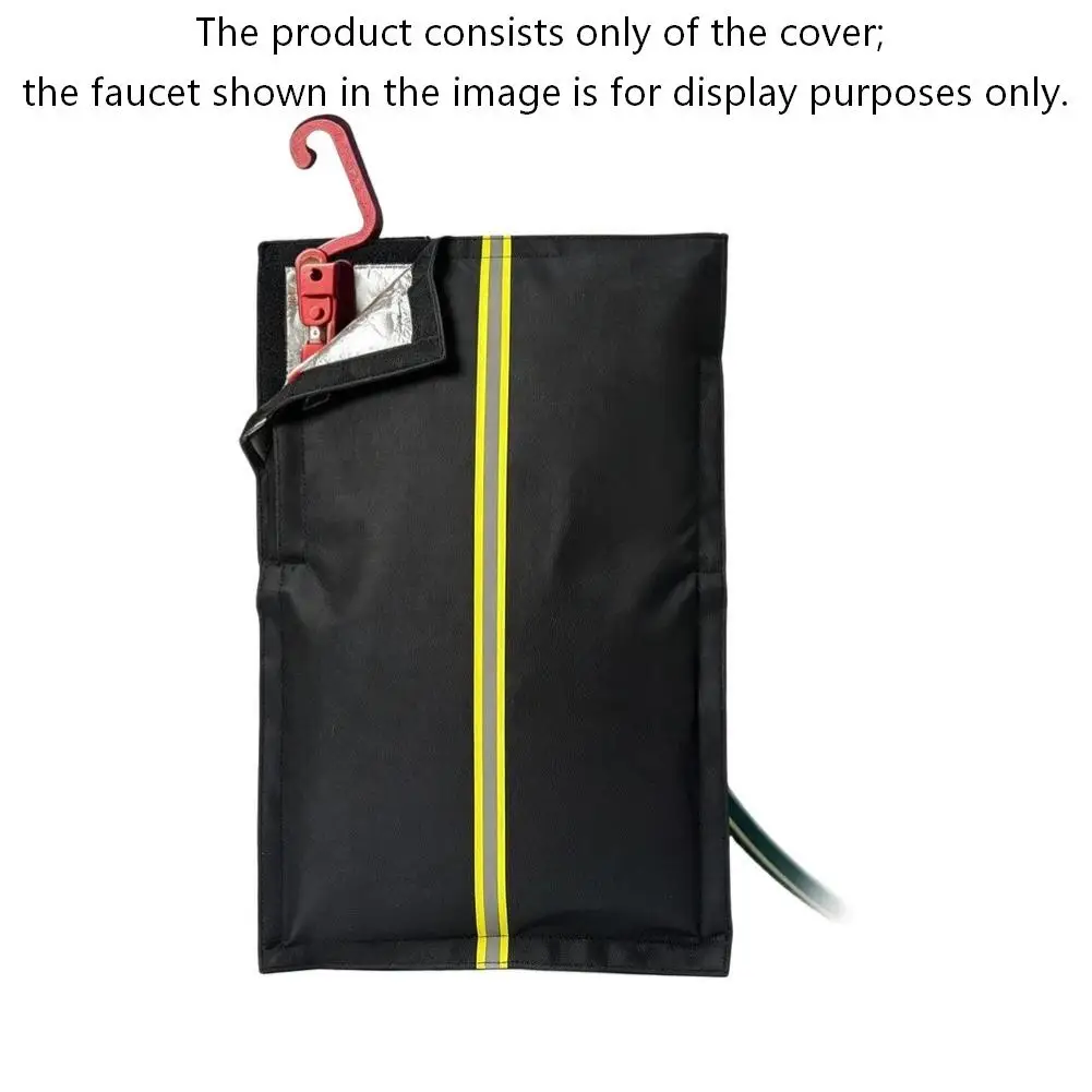 Outdoor Faucet Cover Insulated Frost Resistant Waterproof For Winter 63x35cm Black Oxford Cloth With Aluminum Foil Lining