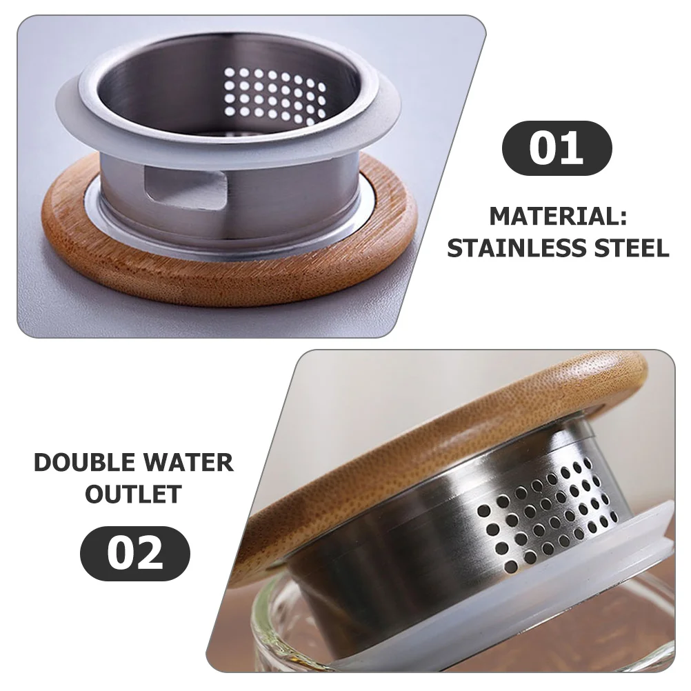 

4Pcs Tea Kettle Lid Stainless Steel Pitcher Cover Replacement Double Water Outlet Filter Lid for Water Jar Beverage Dispenser