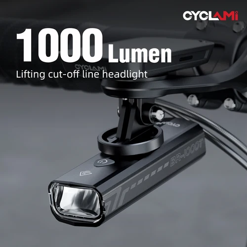 CYCLAMI Luz delantera de bicicleta IPX6 Tipo-C Luz colgante de bicicleta de aluminio recargable 1000LM Linterna LED