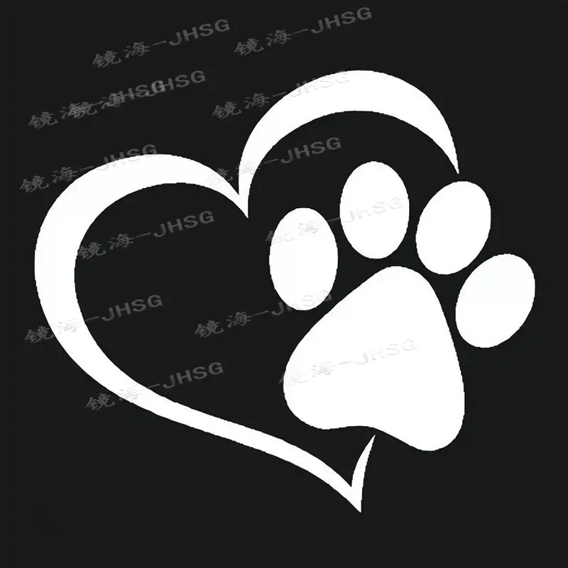 Lovely Cute Dog Paw with Peach Heart KKs Cover Scratches Car Sticker Pvc 11cm X 9.5cm