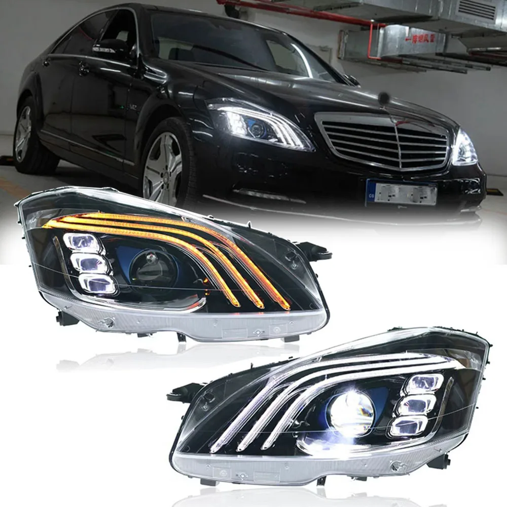 Headlights For Benz S-Class W221 S250 S280 S30 S320 S350 2006-2013 Car Front Lamps Assembly LED Bifocal lens Accessories