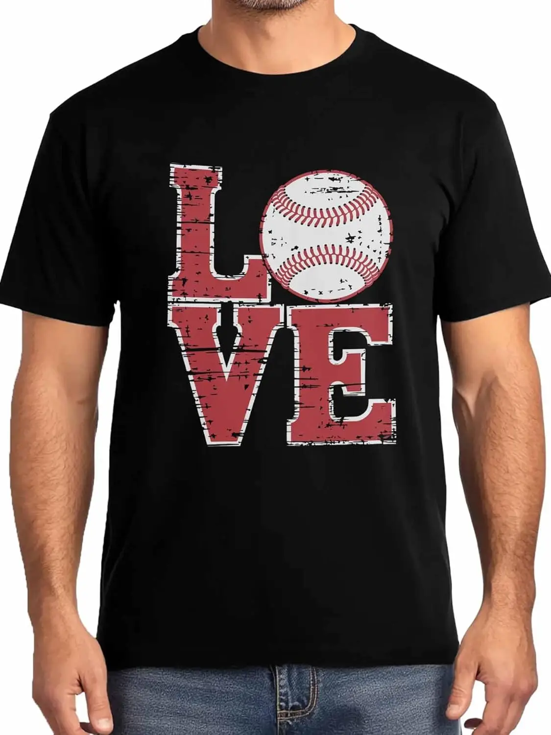 

Red Love Mens T-Shirts,Short Sleeve Quick Drying T Shirts for Men Crew Neck Tee Baseball Sports Men's T-Shirts