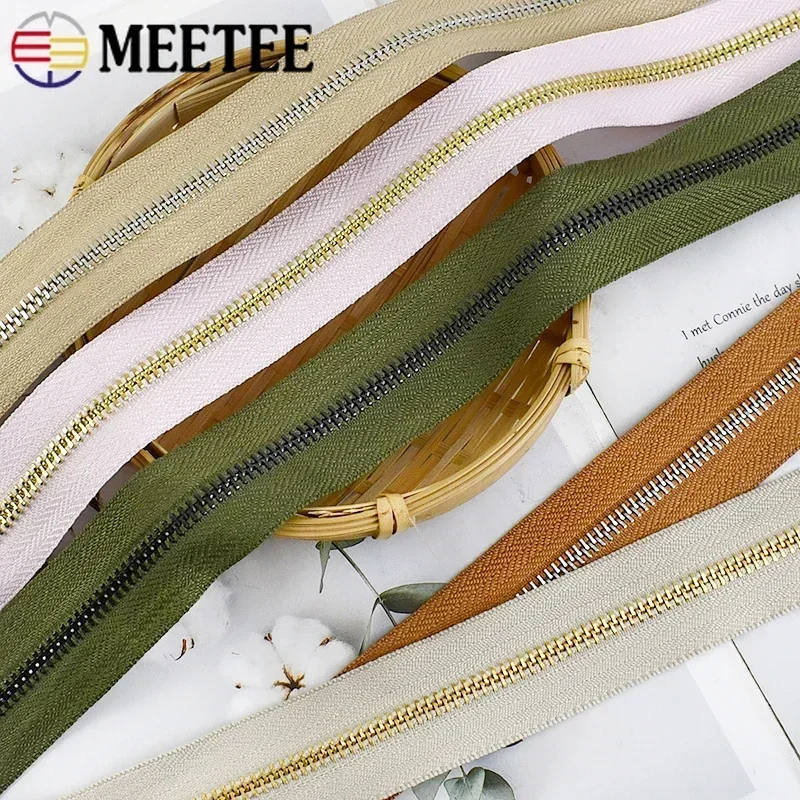 1-5Yards 5# Metal Zippers Tapes Bulk Zip By The Yards Zipper DIY Coat Bag Jacket Zips Tailor Repair Kit Sewing Accessories