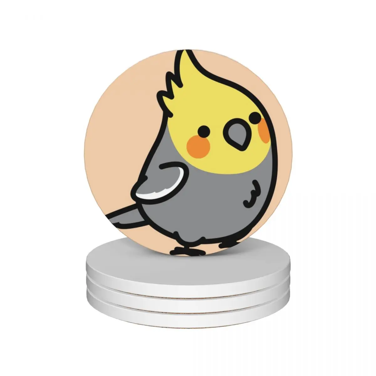 

Chubby Cockatiel Ceramic Coasters (Set of 4) drinks ceramic set Coasters