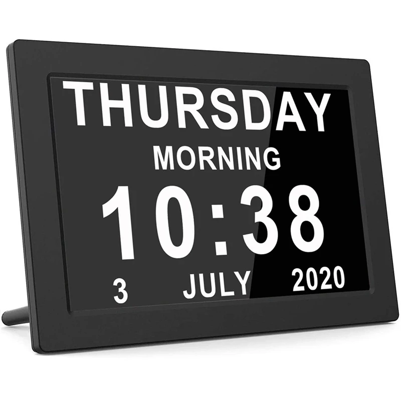 Dementia Clocks,Calendar Clock,Digital Clock with Large Digits Display,Alarm Clock with HD Digital Photo Frame,UK Plug