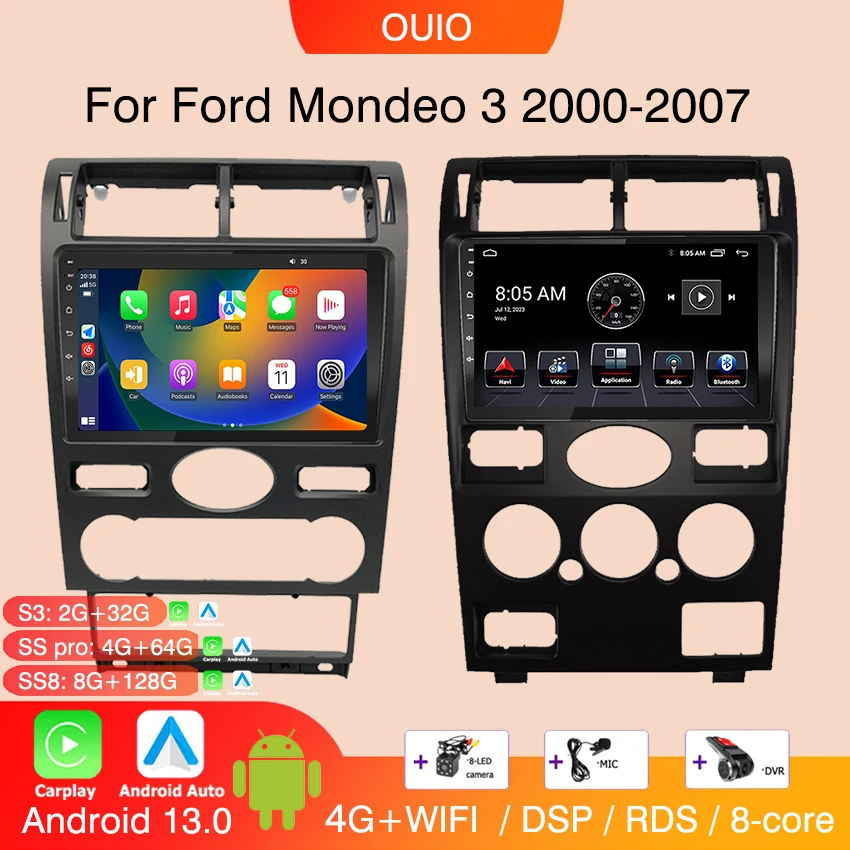 

2DIN Android 13 radio For Ford Mondeo Mondeo 3 2000 2001-2007 Car stereo Multimedia Player Carplay Auto GPS Navi DSP RDS NO DVD