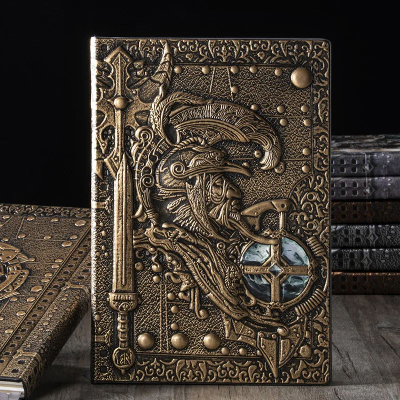 Don Quixote Paladin European Vintage 3d Notebook Business Handbook PU Notepad Embossed Surface Witchcraft Home Halloween Decor