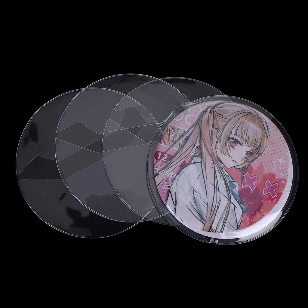 Couvercles de badges transparents en PVC, 10 pièces, manchons d'exposition, anti-poussière, ronds, épingles, pièces de monnaie, sacs de rangement de protection