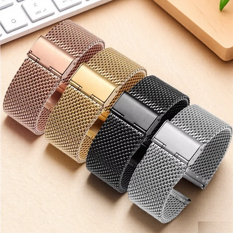 حلقة ميلانو لساعة سامسونج جالاكسي 7/6/5/4/أكتيف 2 40 44 مللي متر حزام 18 مللي متر 20 مللي متر 22 مللي متر سوار فولاذي لساعة هواوي GT 2-2e-2pro