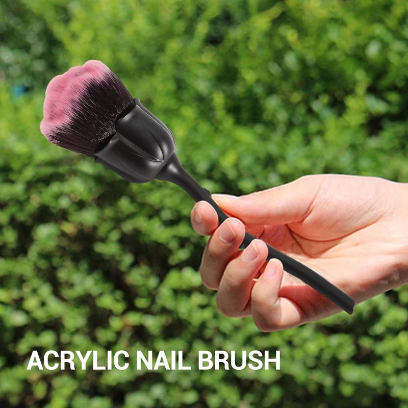 Pinceau à poussière pour les ongles, brosse rose, livres d'art, blush, poudre