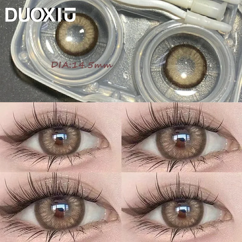 DuoXiu 1 Pair New Eyes  Myopia Contacts Lenses with lentile contact color Brown Lenses 1 Year service life Free Shipping