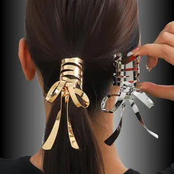 Pince à cheveux avec nœud en métal pour femmes, nouveau design coréen, ruban en métal, pince à cheveux, mode, accessoires pour vêtements de sauna