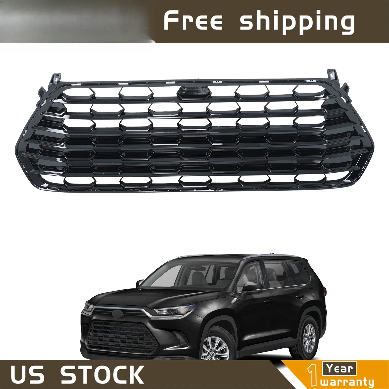 

Suit For Grand Highlander 2024-2025 Plastic Gloss Black Front Grille 53112-0E330