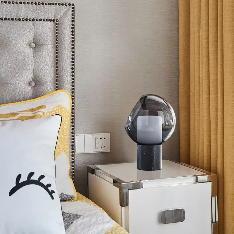 

Nordic marble decorative table lamp, glass personality creative retro bedroom post-modern night light