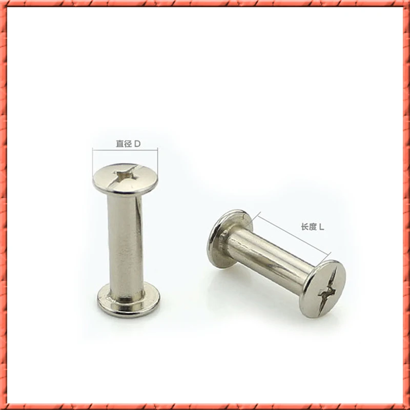 20-100pcs/lot Nickel plated flat head cross recessed female screw butt screw pair lock screw account book nail rivet album pair