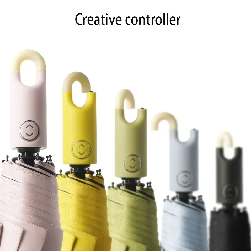 Fashion Windproof Light Folding Portable Casual Waterproof Rotating Lock Vinyl Automatic Umbrella