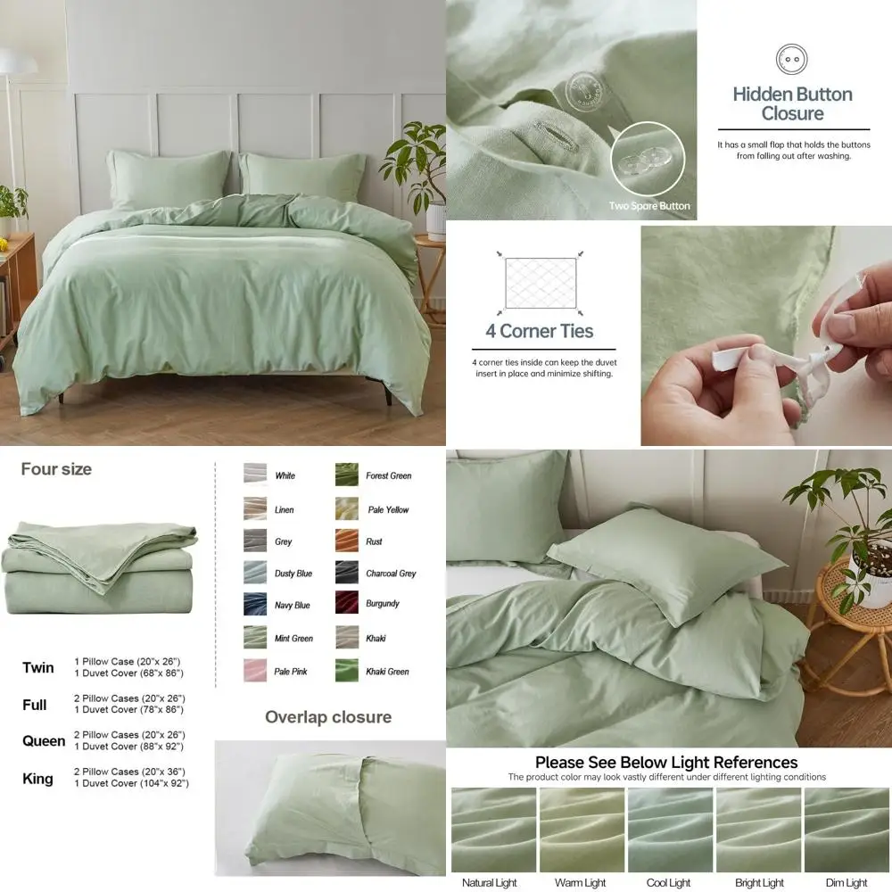 

Elegant French Linen Duvet Cover Set 88x92 - 3 Piece Set Including 1 Duvet Cover and 2 Pillowcases - Luxurious Natural Cotton Bl