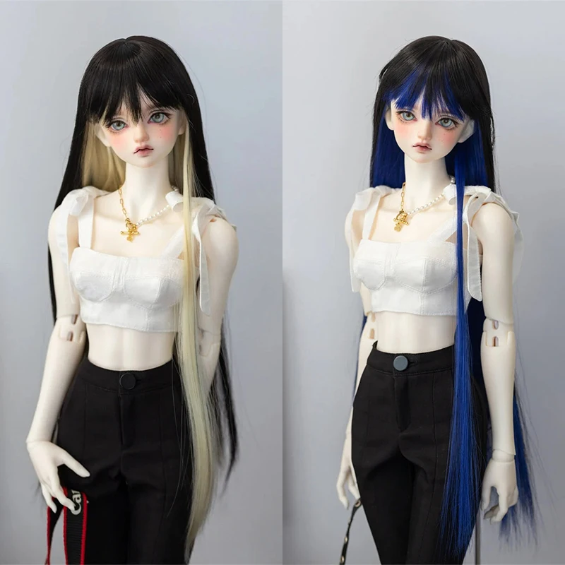 Peruca bjd, cabelo liso, boneca, cabelo 1/3 1/4 1/6, peruca bjd adequada para yosd/msd/minifee/sd/dd/smart, peruca sintética