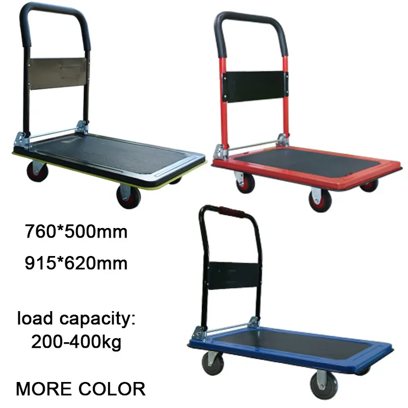 Carrello pieghevole per trasporto merci con struttura a piattaforma a 4 ruote in acciaio pesante da 400 kg