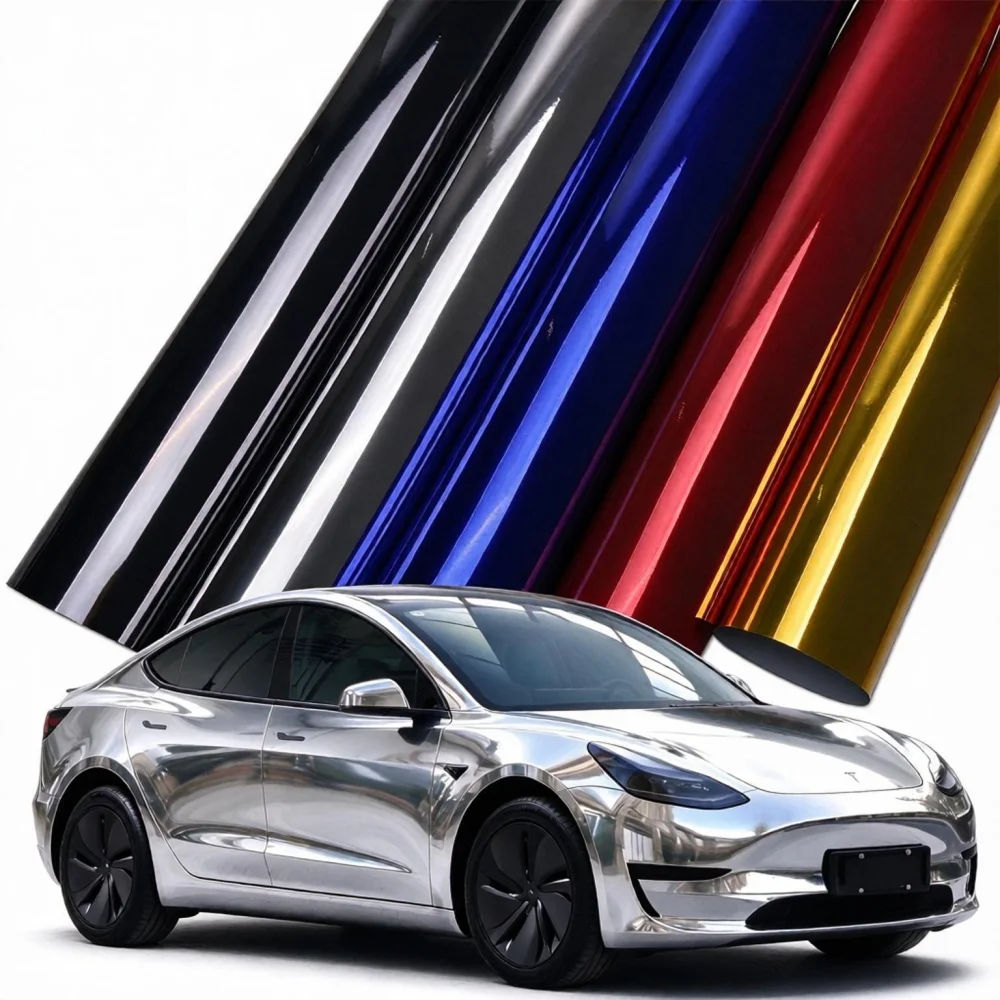 Waterproof Glossy Silver Blue Black Gold Chrome Vinyl Color Change Film for Car Wrapping Auto Styling Sticker Vehicle Decal