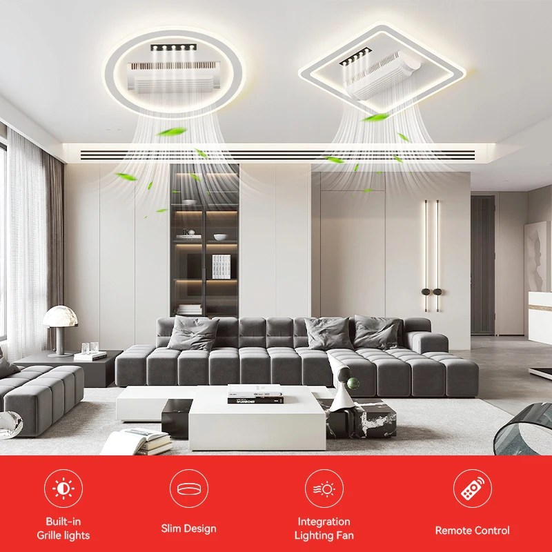 Low Profile Ceiling Fans with Lights, Flush Mount Modern LED Ceiling Lamp with Remote, Stepless Dimmable 3 Colors 5 Speeds