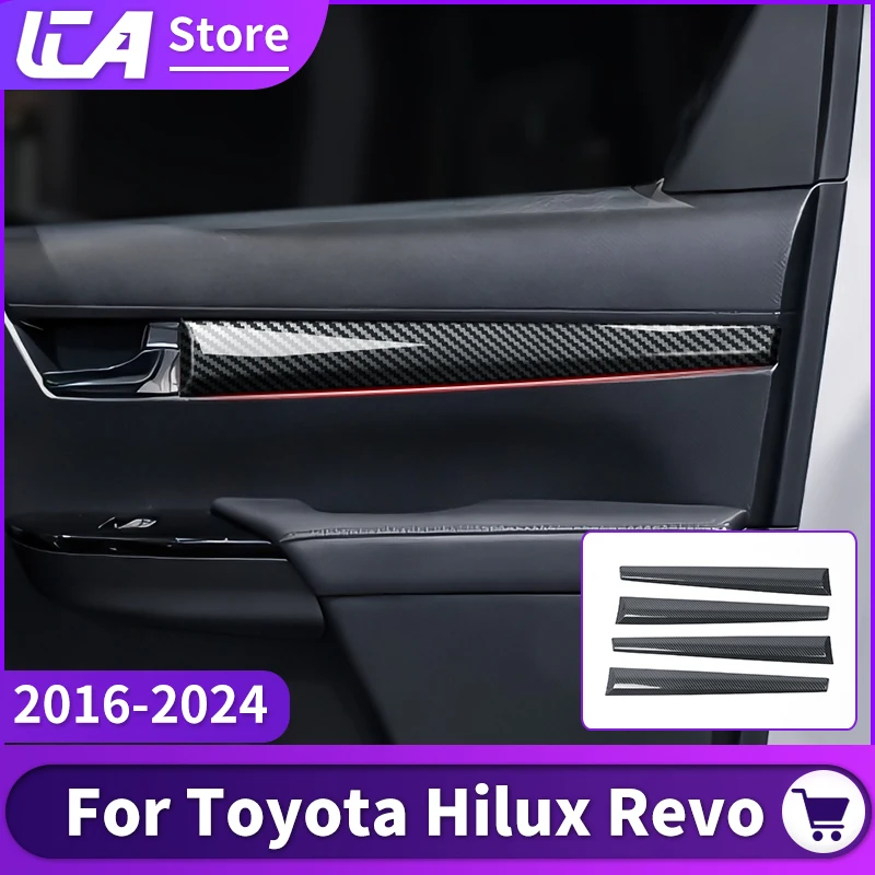 

Декоративная накладка на внутреннюю дверную панель для Toyota Hilux Revo Pickup T2024-2016, карбоновый дизайн, 4 шт., аксессуары для интерьера автомобиля